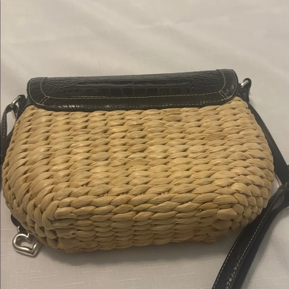 VTG Brighton Ladybug Appliqué Rattan Vegan Leather Crossbody Bag Cottagecore - Picture 9 of 15